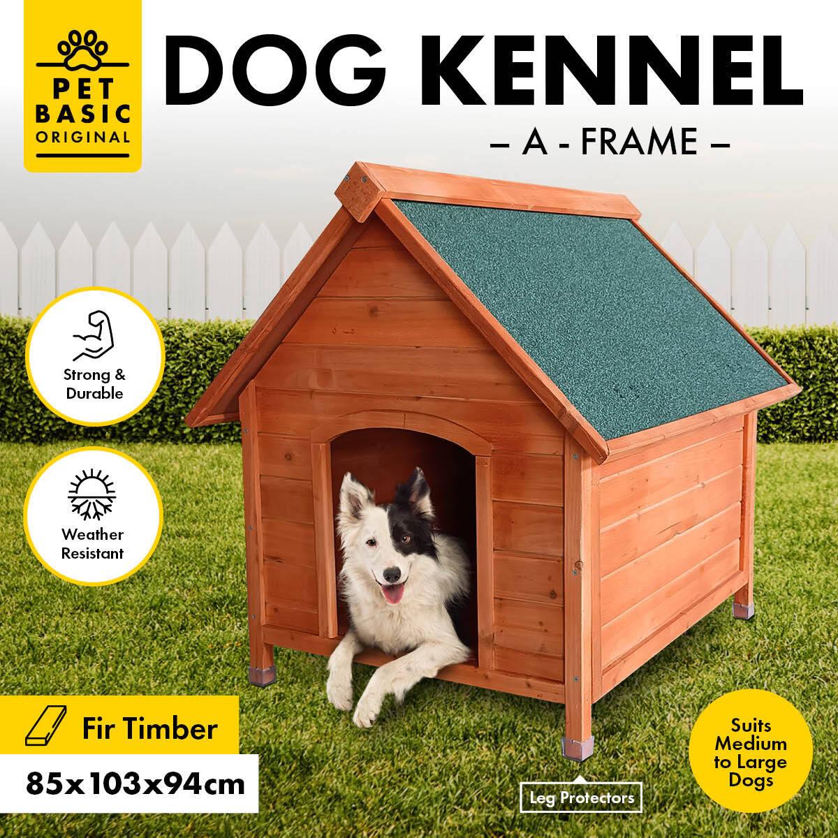 Pet Basic Dog Kennel A Frame Weather Resistant Timber Elevated Base 103cm - John Cootes