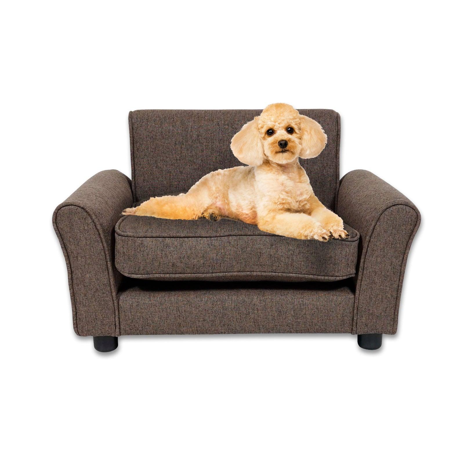 Pet Basic Pet Chair Bed Stylish Luxurious Sturdy Washable Fabric Brown 65cm - John Cootes