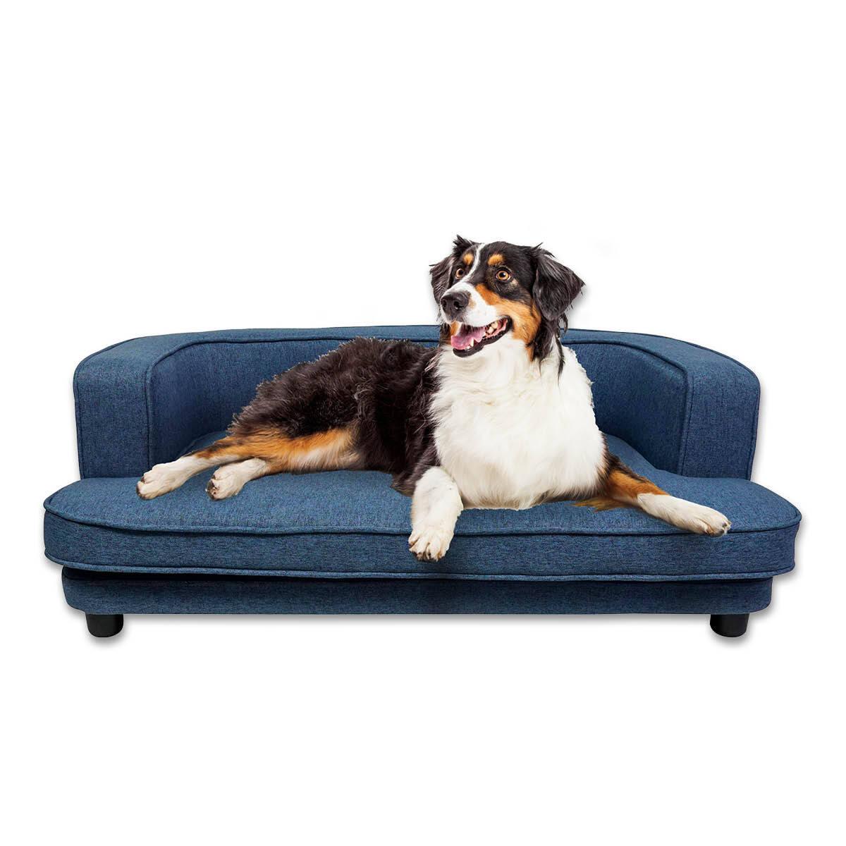 Pet Basic Pet Sofa Bed Stylish Luxurious Sturdy Washable Fabric Blue 98cm - John Cootes