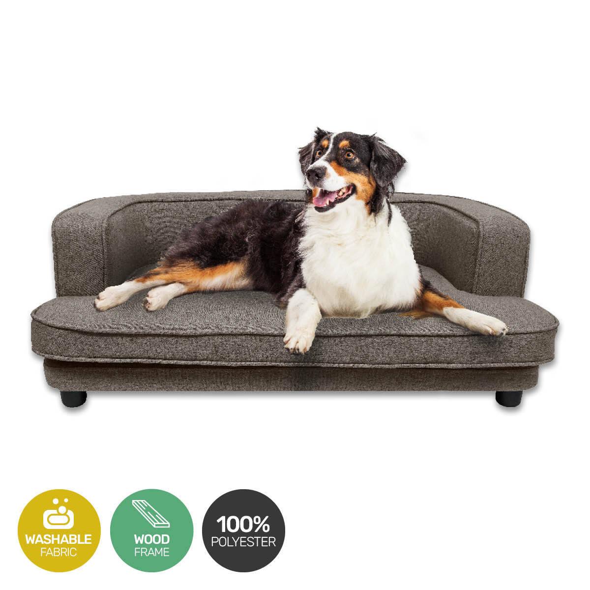 Pet Basic Pet Sofa Bed Stylish Luxurious Sturdy Washable Fabric Brown 98cm - John Cootes