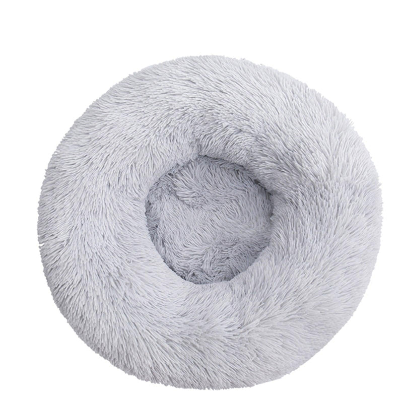 Pet Dog Bed Bedding Warm Plush Round Comfortable Dog Nest Light Grey M 70cm - John Cootes