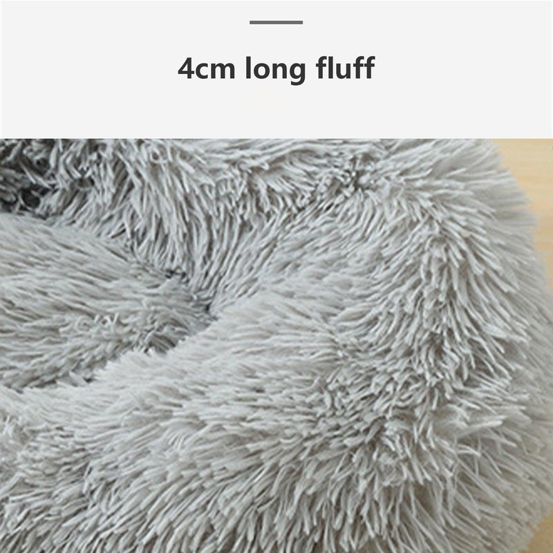 Pet Dog Bed Bedding Warm Plush Round Comfortable Dog Nest Light Grey M 70cm - John Cootes