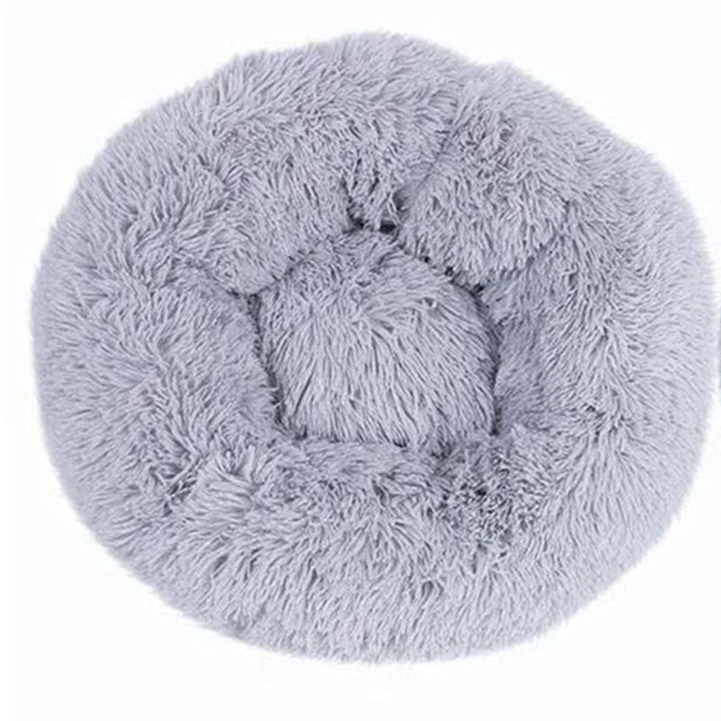 Pet Dog Bed Bedding Warm Plush Round Comfortable Dog Nest Light Grey M 70cm - John Cootes