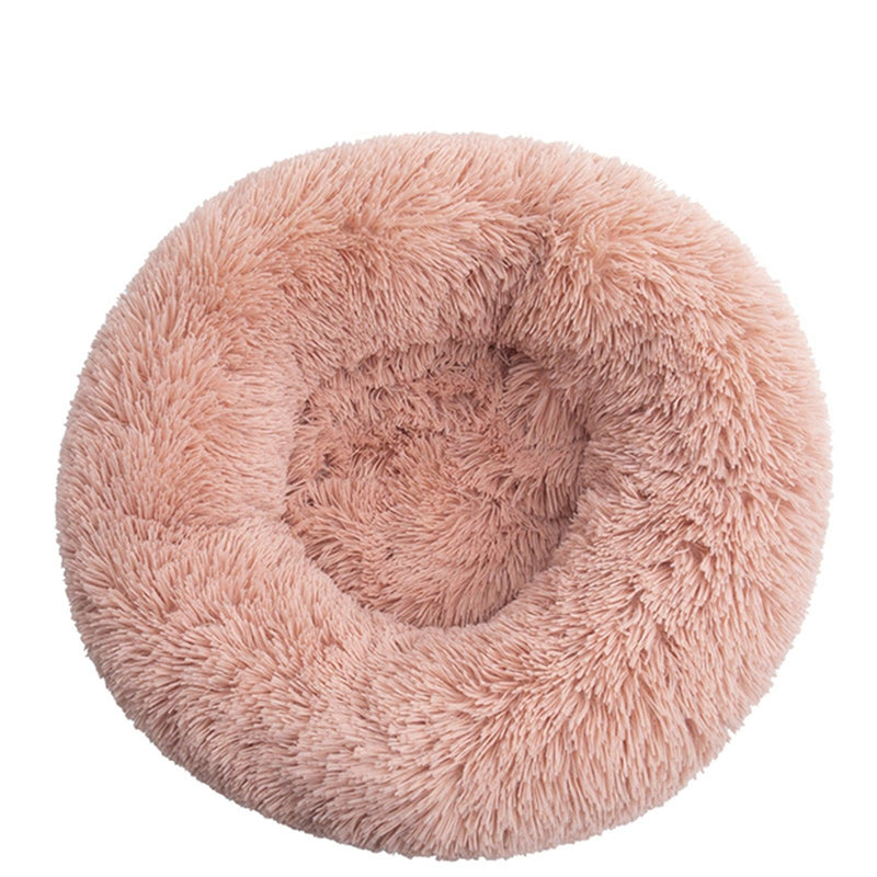 Pet Dog Bedding Warm Plush Round Comfortable Nest Comfy Sleeping kennel Pink Large 90cm - John Cootes