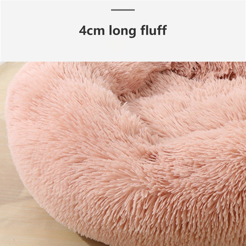 Pet Dog Bedding Warm Plush Round Comfortable Nest Comfy Sleeping kennel Pink Large 90cm - John Cootes