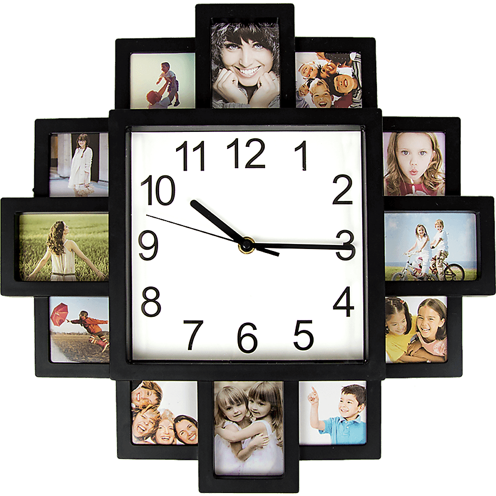 Photo Frame Clock Picture Collage 12-P Display Wall Clock Photowall Home Décor - John Cootes