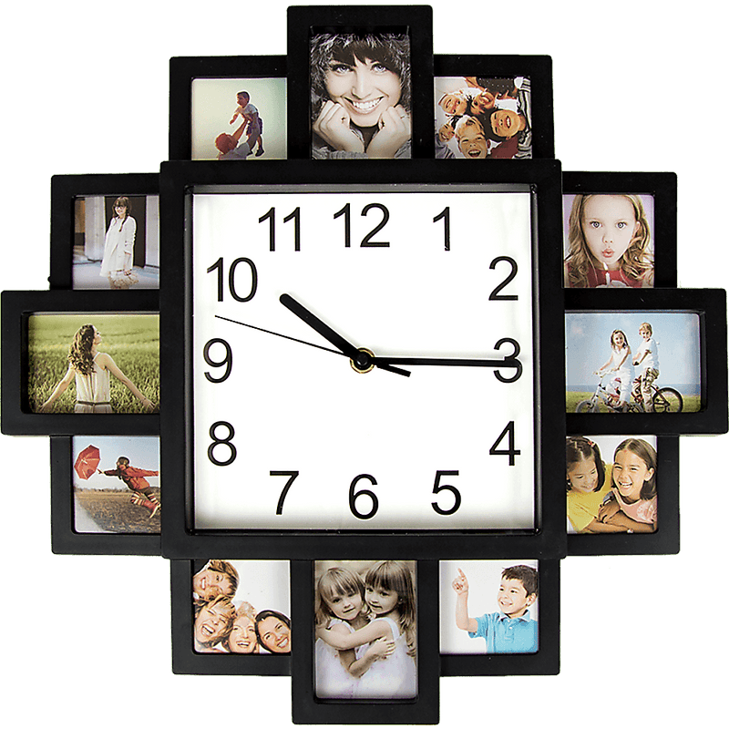 Photo Frame Clock Picture Collage 12-P Display Wall Clock Photowall Home Décor - John Cootes