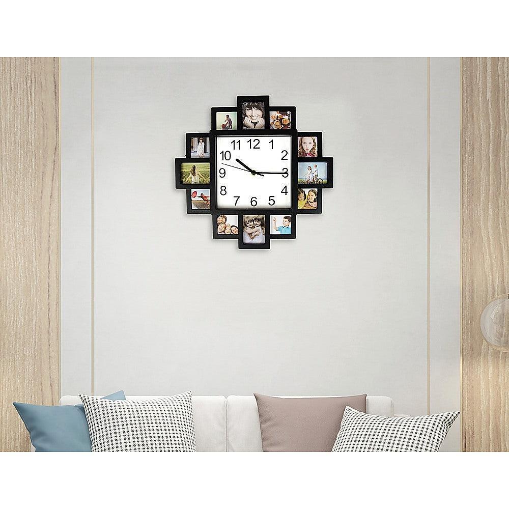 Photo Frame Clock Picture Collage 12-P Display Wall Clock Photowall Home Décor - John Cootes