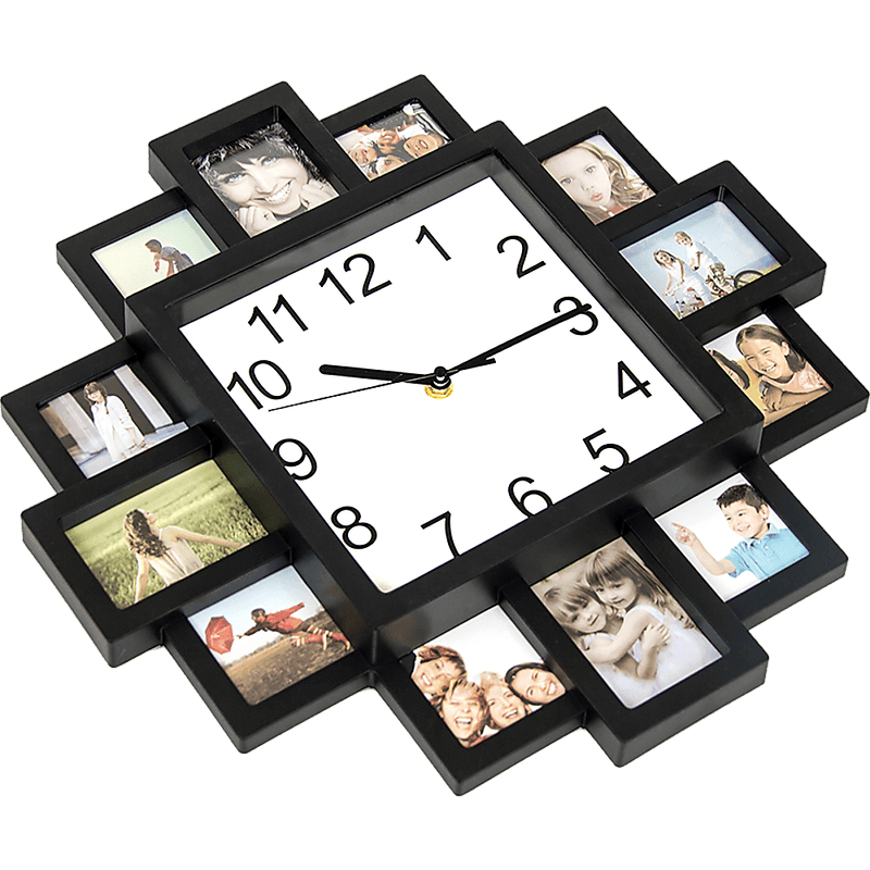 Photo Frame Clock Picture Collage 12-P Display Wall Clock Photowall Home Décor - John Cootes