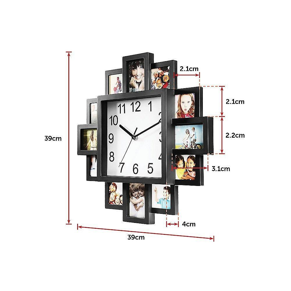 Photo Frame Clock Picture Collage 12-P Display Wall Clock Photowall Home Décor - John Cootes