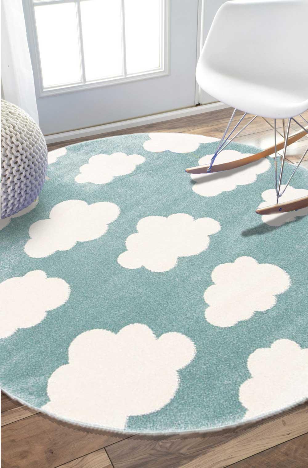 Piccolo Aqua White Cloud Kids Rug 120x170cm - John Cootes