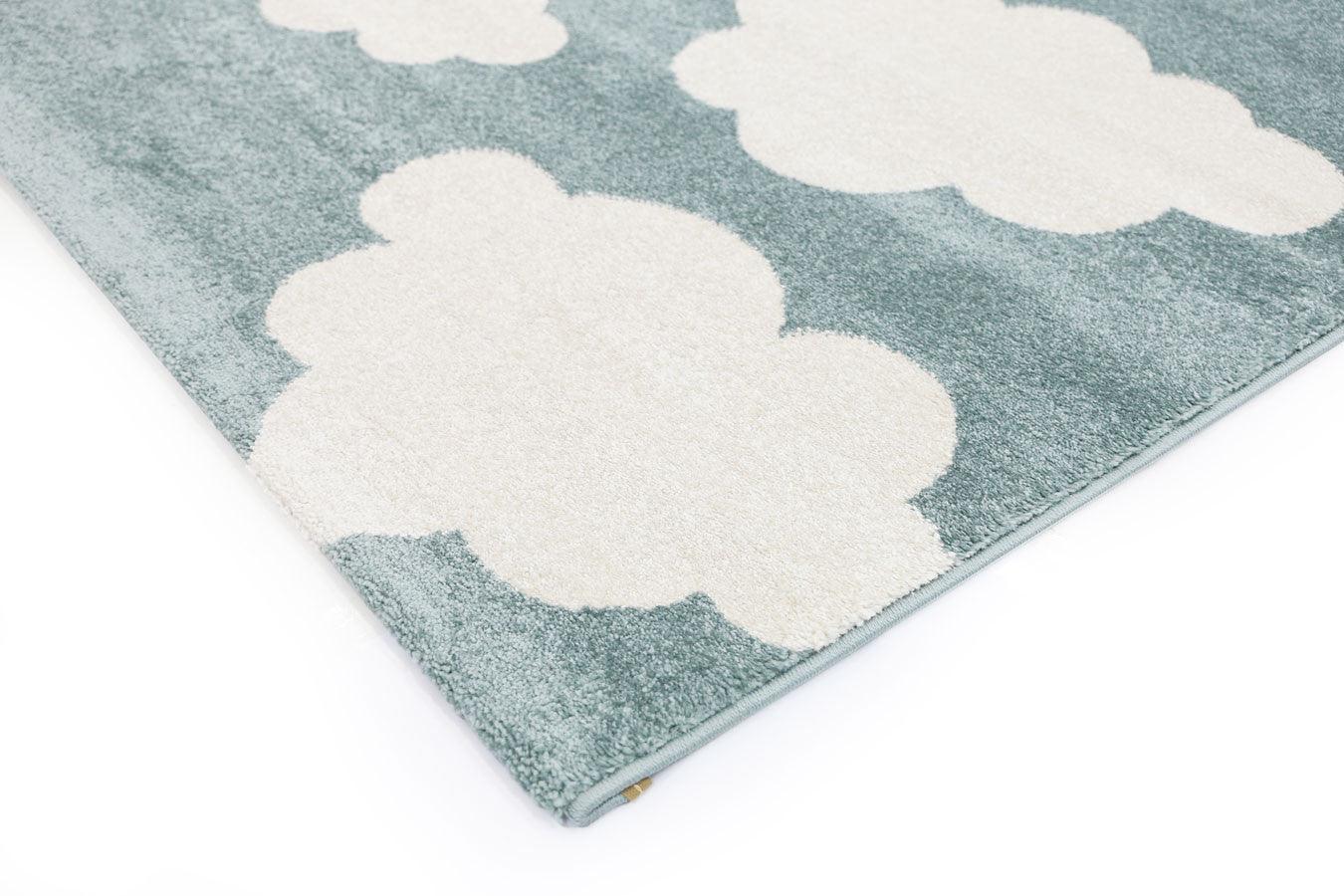 Piccolo Aqua White Cloud Kids Rug 120x170cm - John Cootes