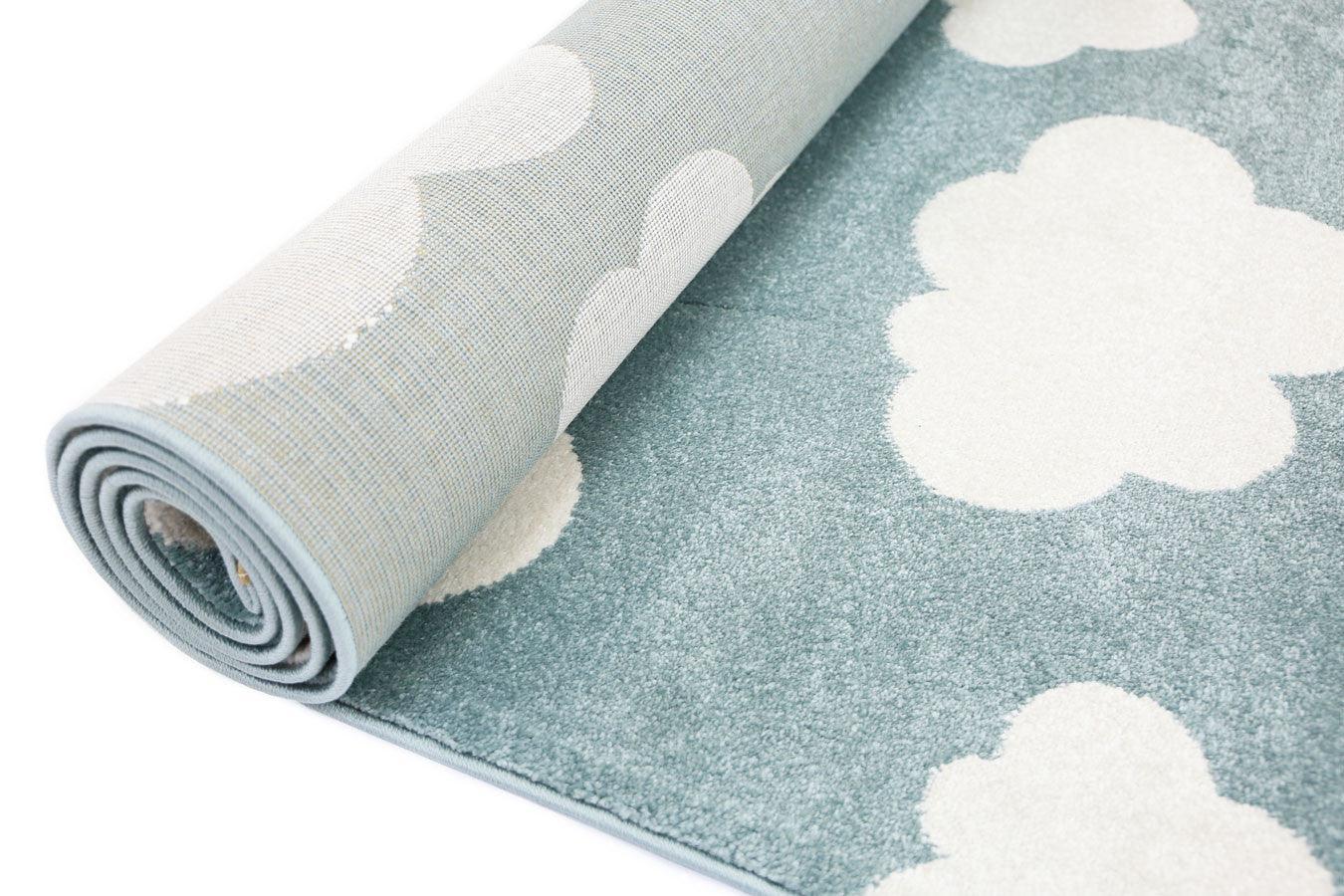 Piccolo Aqua White Cloud Kids Rug 120x170cm - John Cootes