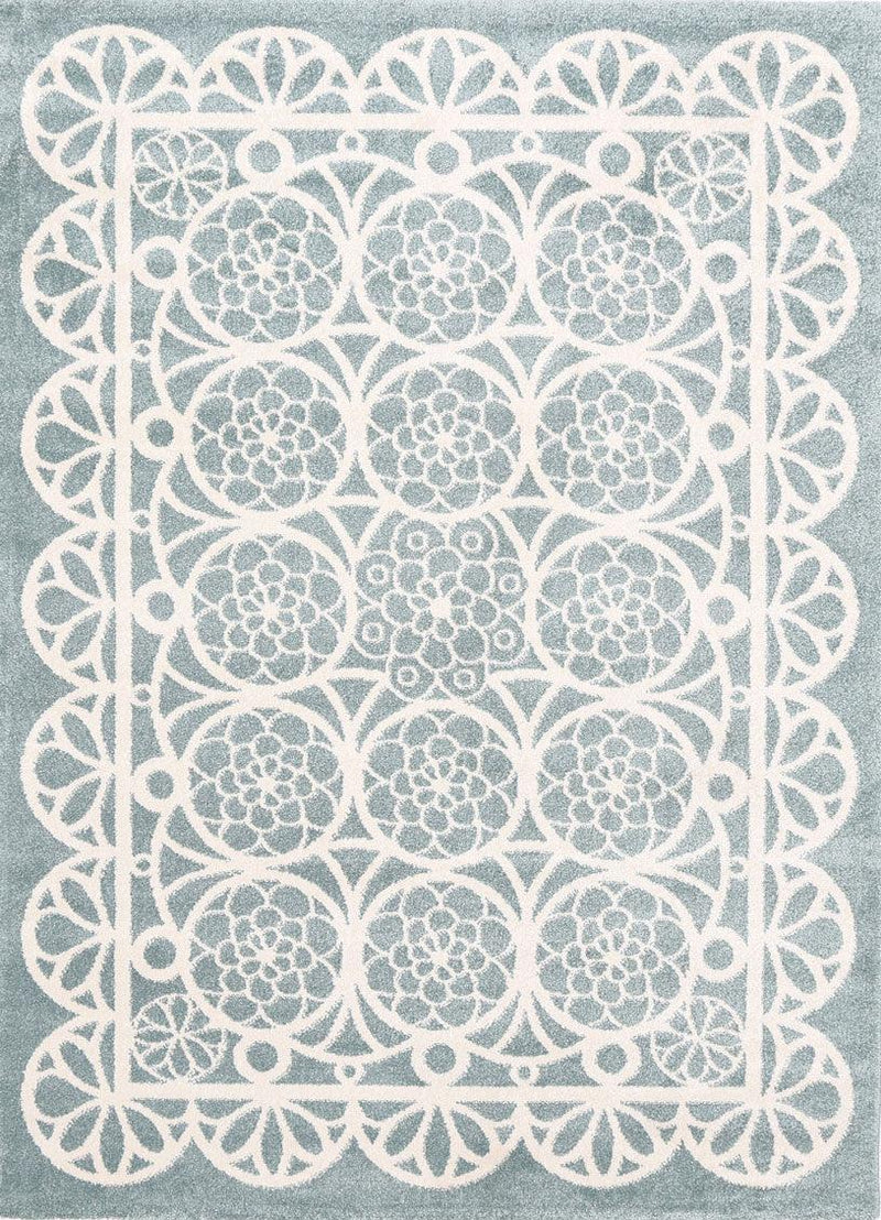 Piccolo Aqua White Doily Kids Rug 120x170cm - John Cootes