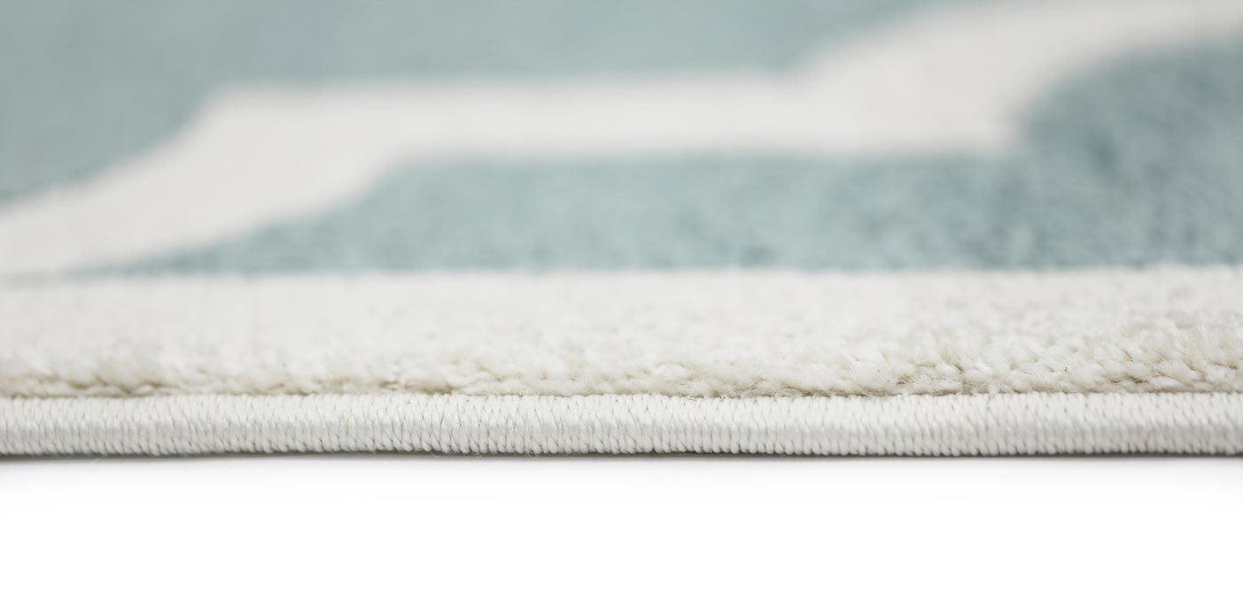 Piccolo Aqua White Lattice Pattern Kids Rug 133x133cm Round - John Cootes