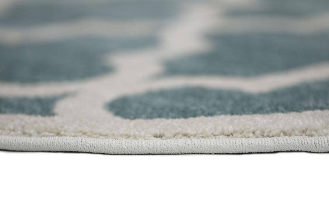 Piccolo Aqua White Lattice Pattern Kids Rug 133x133cm Round - John Cootes