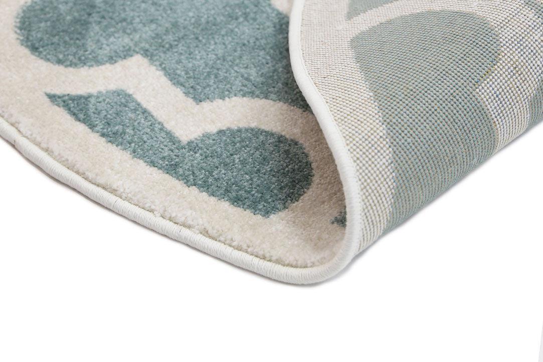 Piccolo Aqua White Lattice Pattern Kids Rug 133x133cm Round - John Cootes