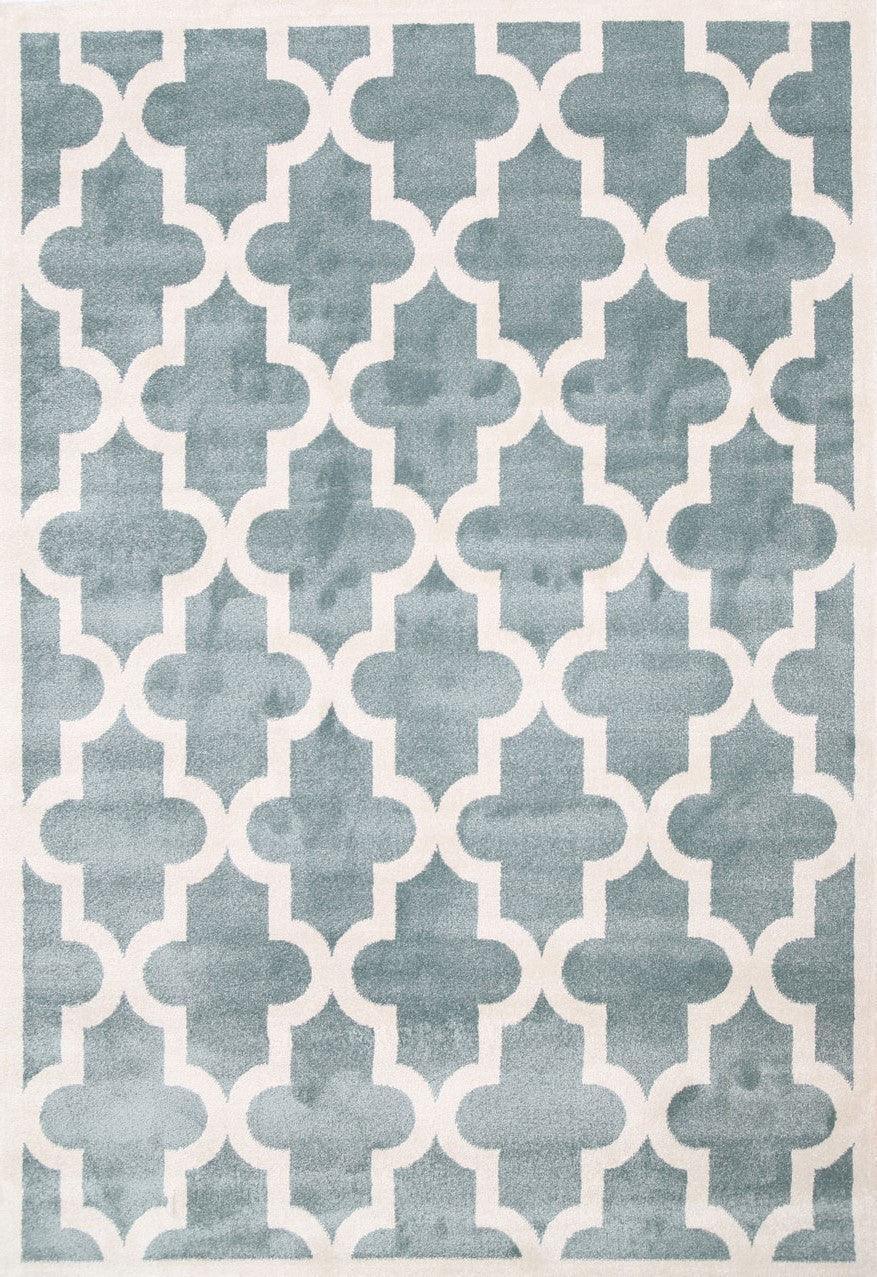 Piccolo Aqua White Lattice Pattern Kids Rug 160x230cm - John Cootes