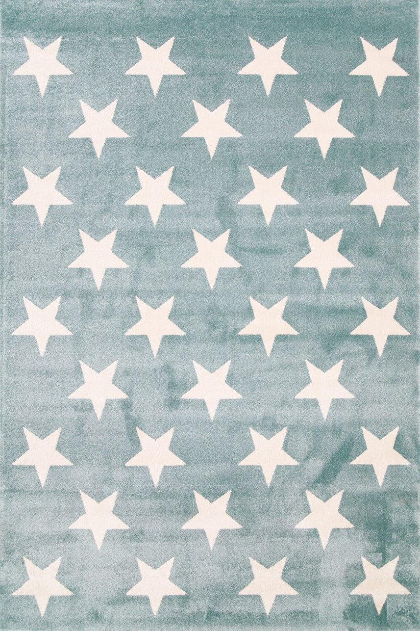 Piccolo Aqua White Stars Kids Rug 120x170cm - John Cootes