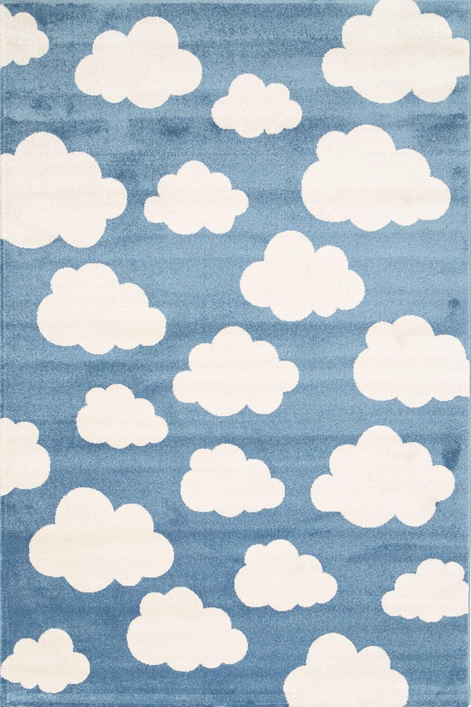 Piccolo Blue and White Cloud Kids Rug 133x133cm Round - John Cootes