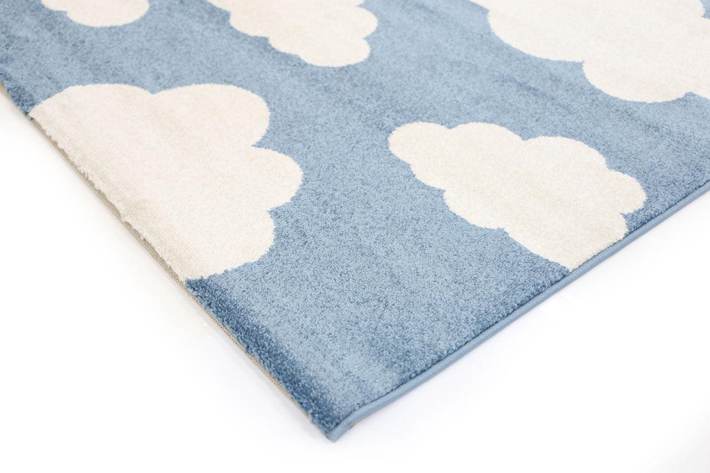 Piccolo Blue and White Cloud Kids Rug 133x133cm Round - John Cootes