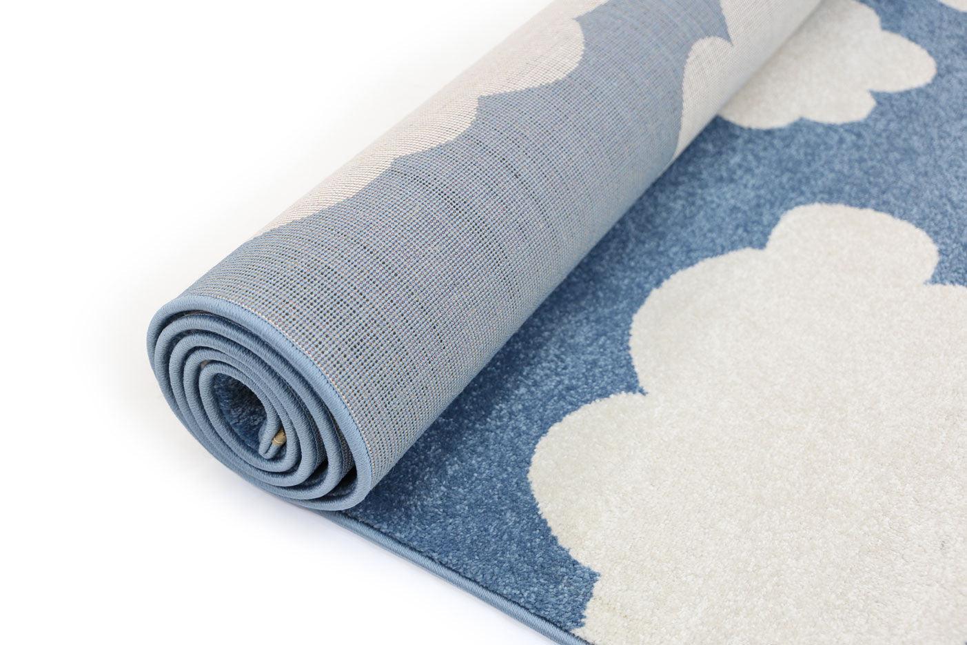 Piccolo Blue and White Cloud Kids Rug 160x230cm - John Cootes