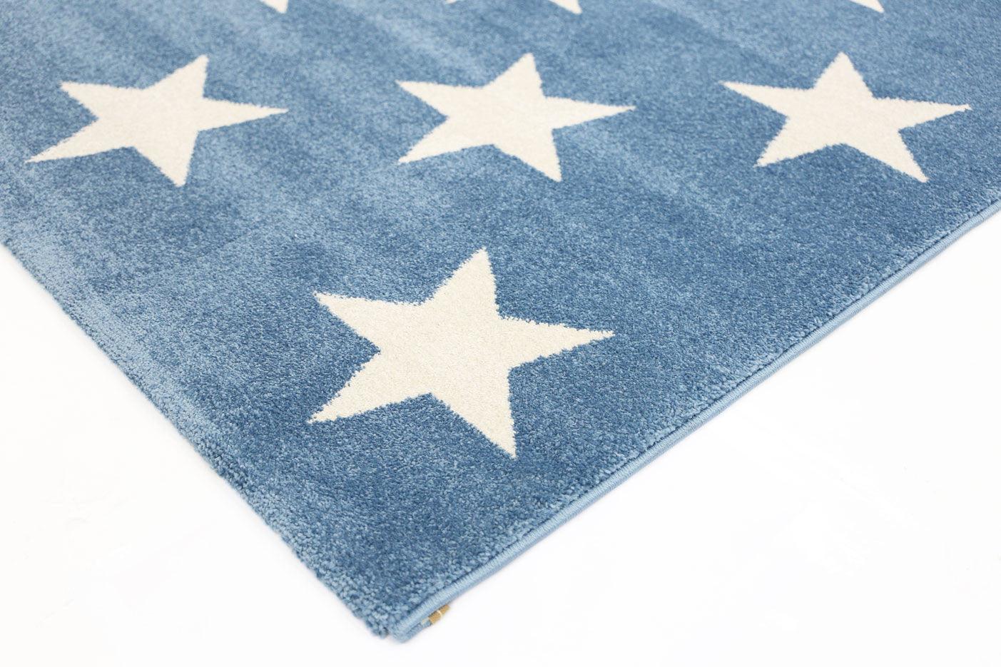 Piccolo Blue and White Stars Kids Rug 120x170cm - John Cootes