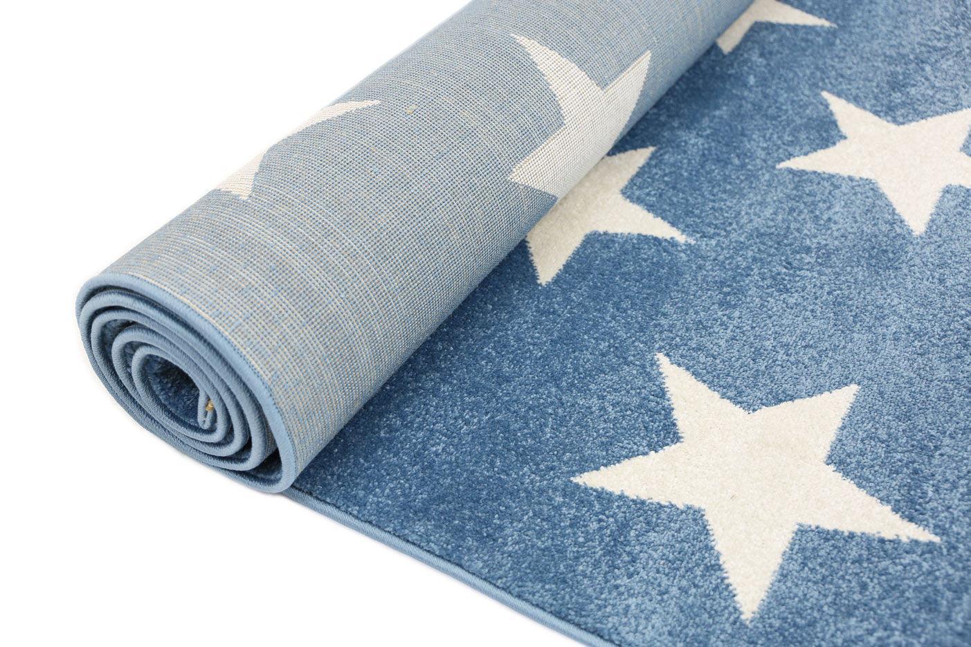 Piccolo Blue and White Stars Kids Rug 120x170cm - John Cootes