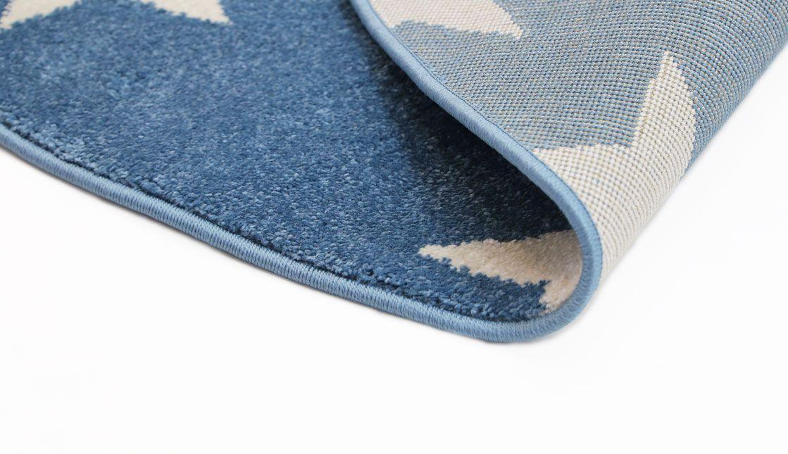 Piccolo Blue and White Stars Kids Rug 133x133cm Round - John Cootes