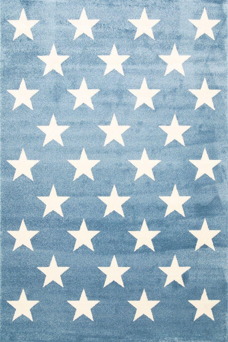 Piccolo Blue and White Stars Kids Rug 160x230cm - John Cootes