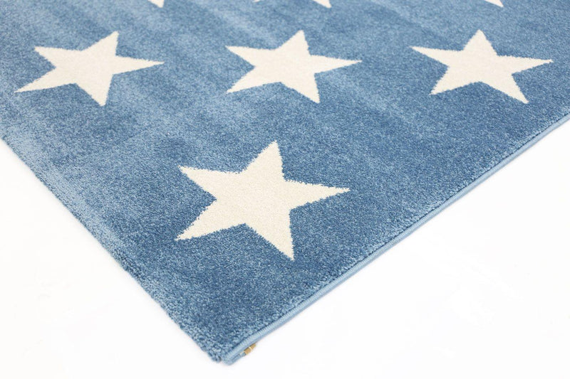 Piccolo Blue and White Stars Kids Rug 160x230cm - John Cootes