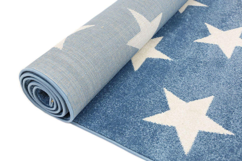 Piccolo Blue and White Stars Kids Rug 160x230cm - John Cootes