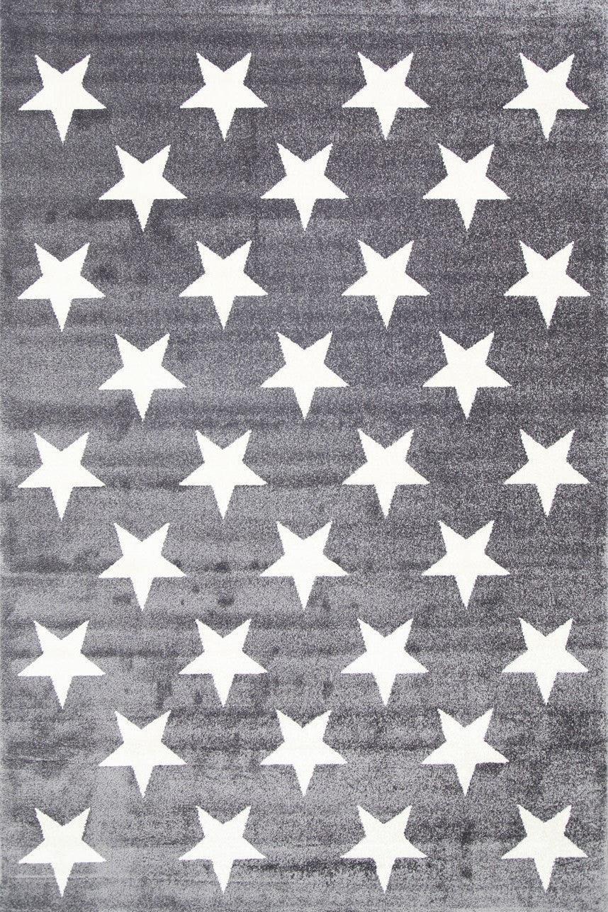 Piccolo Charcoal and White Stars Kids Rug 120x170cm - John Cootes