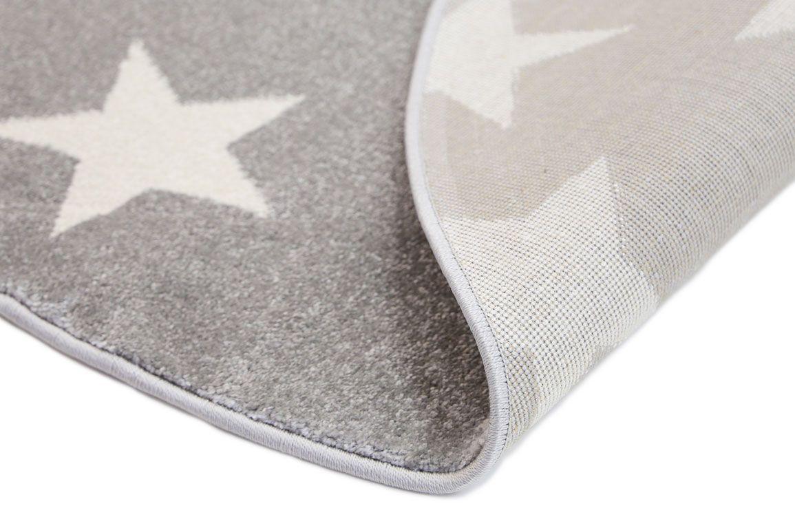 Piccolo Charcoal and White Stars Kids Rug 133x133cm Round - John Cootes