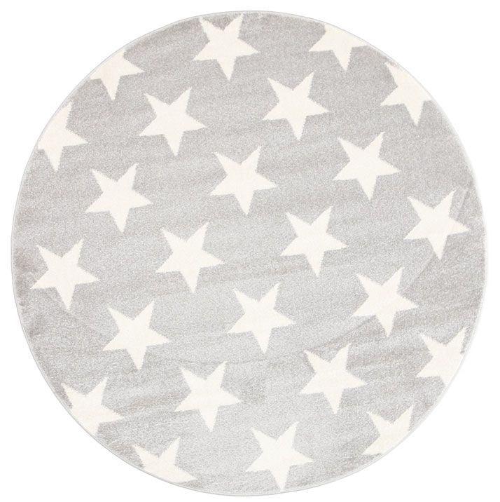 Piccolo Charcoal and White Stars Kids Rug 133x133cm Round - John Cootes