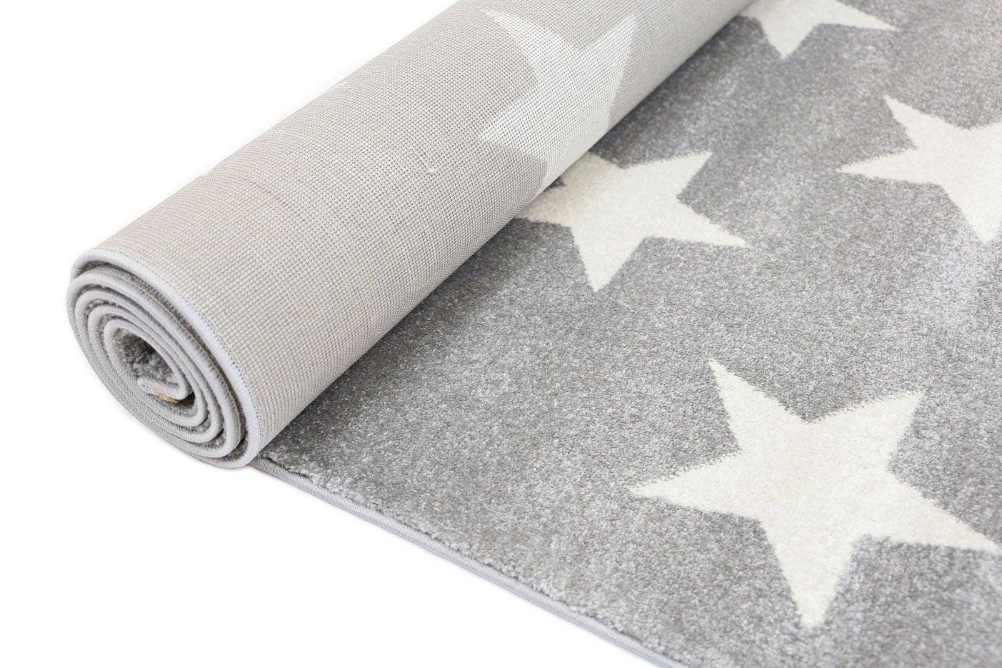 Piccolo Charcoal and White Stars Kids Rug 160x230cm - John Cootes