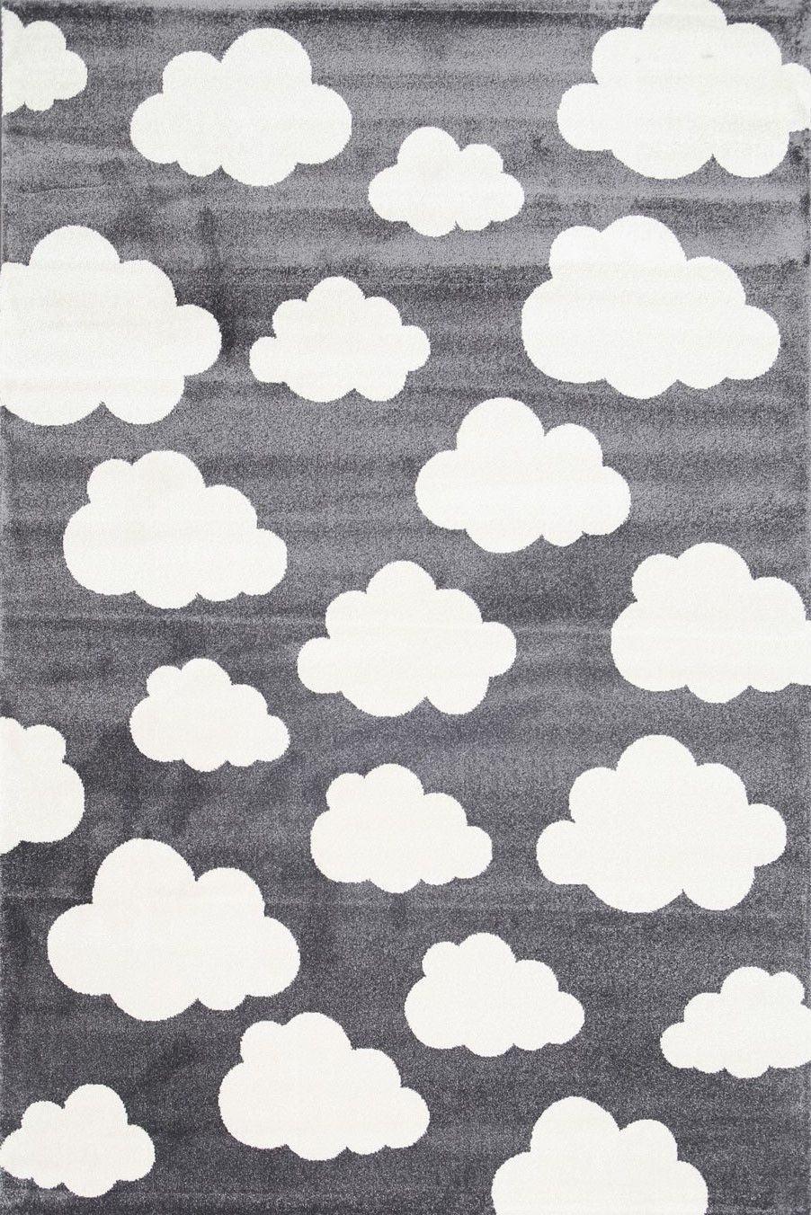 Piccolo Dark Grey and White Cloud Kids Rug 160x230cm - John Cootes