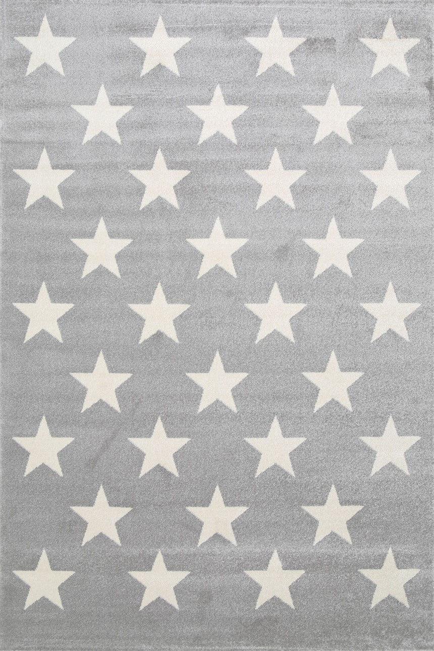 Piccolo Light Grey and White Stars Kids Rug 120x170cm - John Cootes