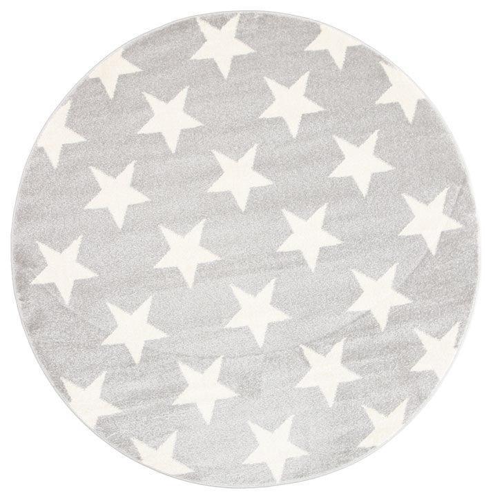 Piccolo Light Grey and White Stars Kids Rug 120x170cm - John Cootes