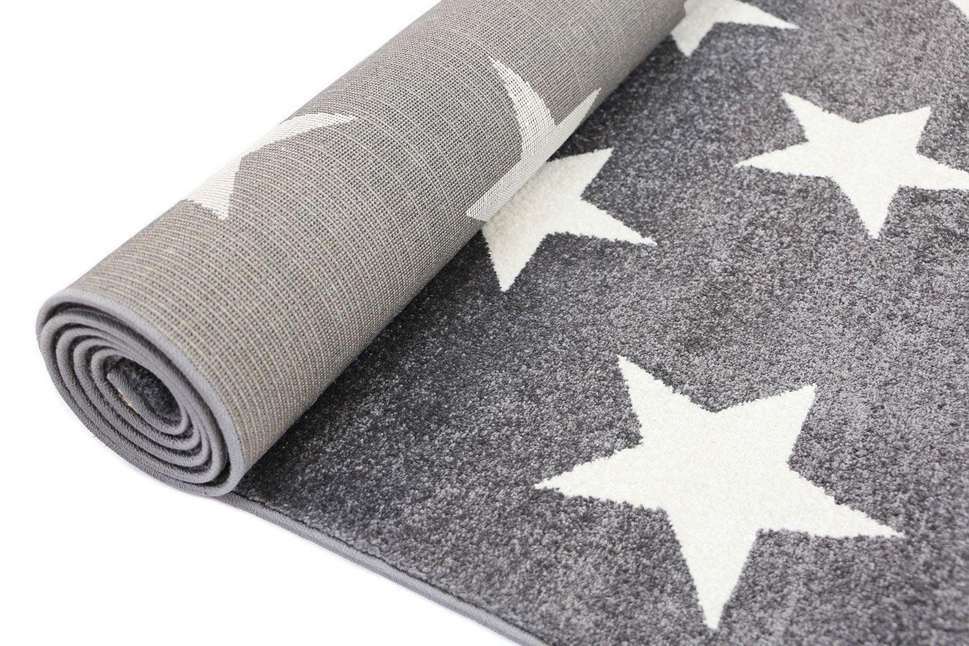 Piccolo Light Grey and White Stars Kids Rug 160x230cm - John Cootes