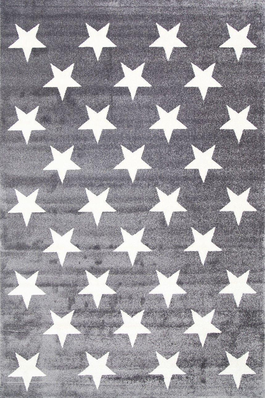 Piccolo Light Grey and White Stars Kids Rug 160x230cm - John Cootes