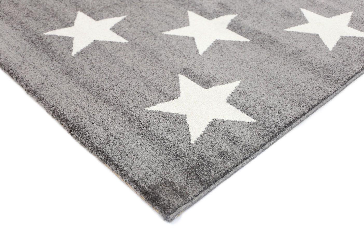 Piccolo Light Grey and White Stars Kids Rug 160x230cm - John Cootes