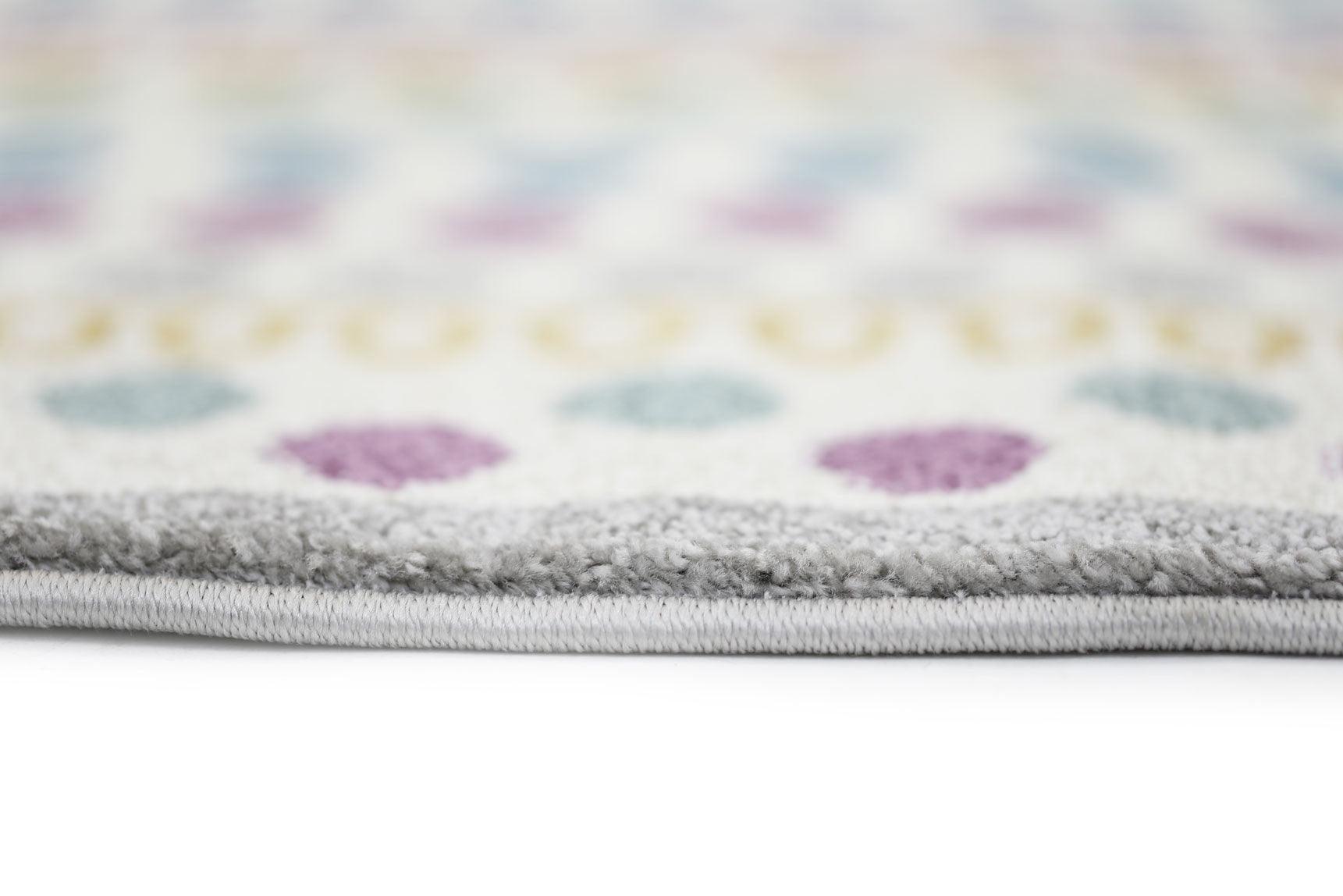 Piccolo Multi Colour and Pink Polka Dot Love Heart Kids Rug 133x133cm Round - John Cootes