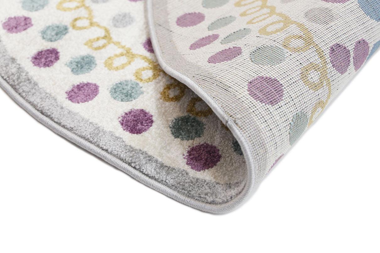 Piccolo Multi Colour and Pink Polka Dot Love Heart Kids Rug 133x133cm Round - John Cootes