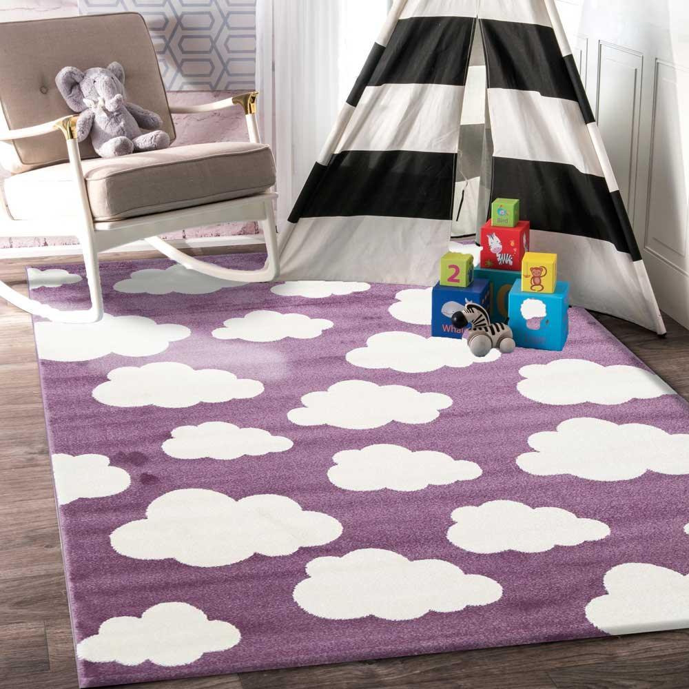 Piccolo Pink and White Cloud Kids Rug 120x170cm - John Cootes