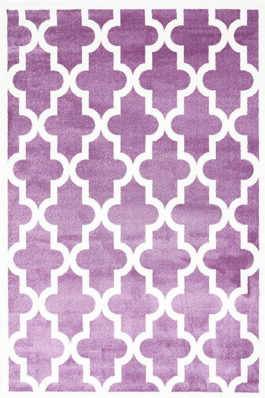 Piccolo Violet Pink and White Lattice Pattern Kids Rug 120x170cm - John Cootes