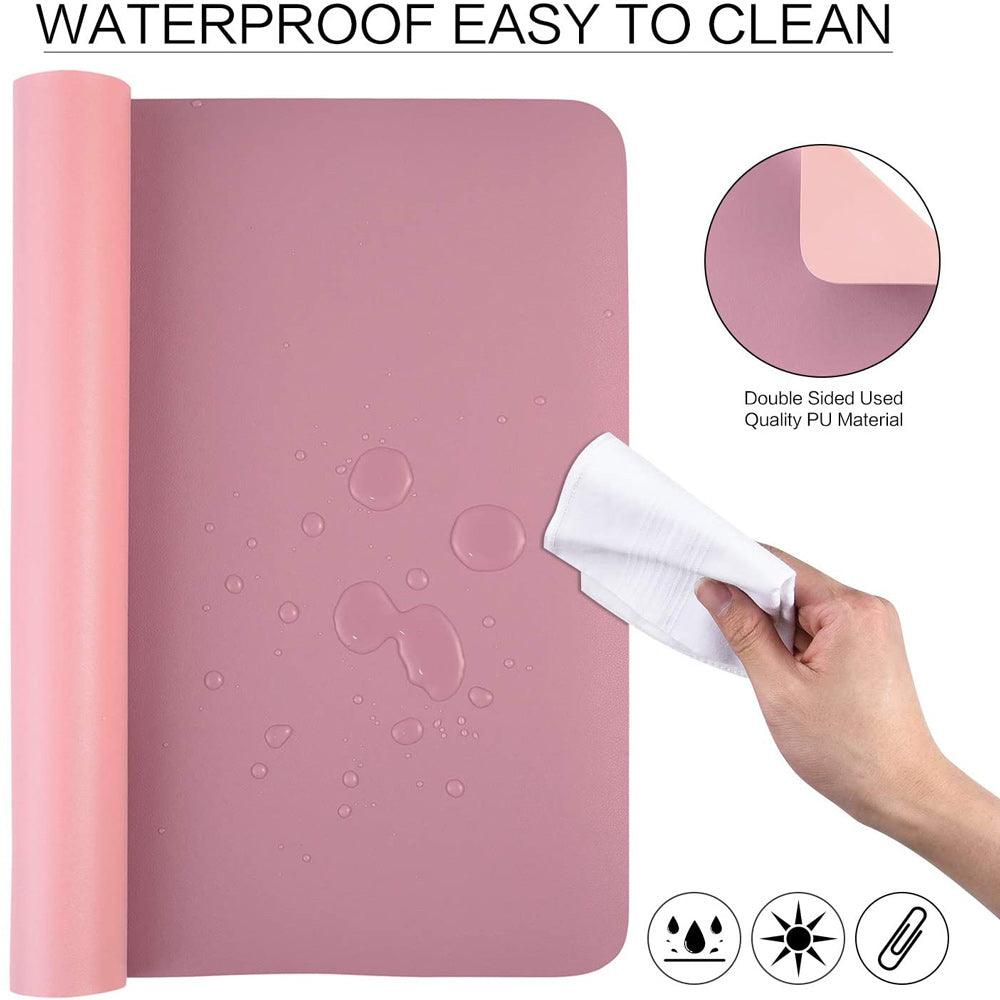 Pink 120cm*60cm Dual Side Office Desk Pad Waterproof PU Leather Computer Mouse Pad - John Cootes