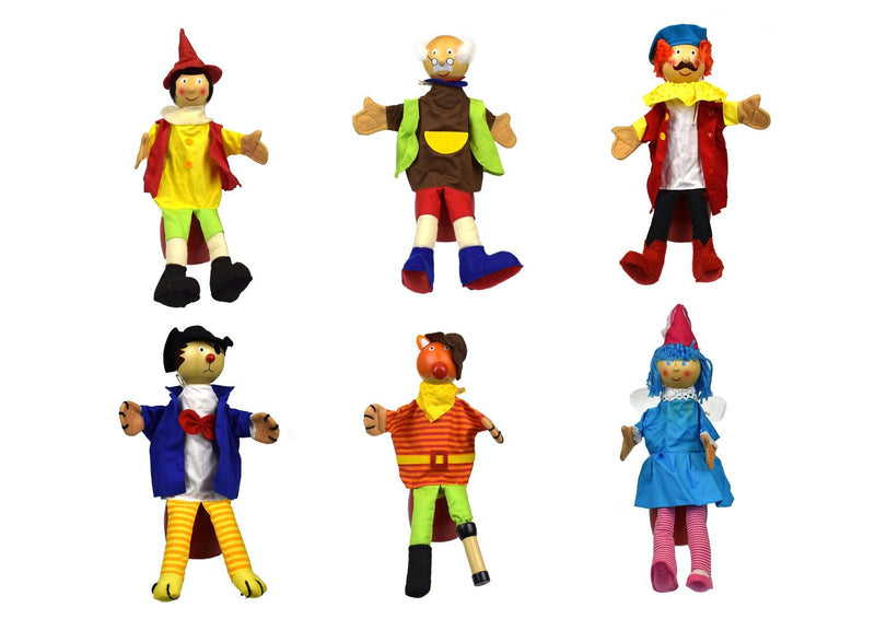 PINOCCHIO CHARACTER HAND PUPPET SET OF 6 - John Cootes