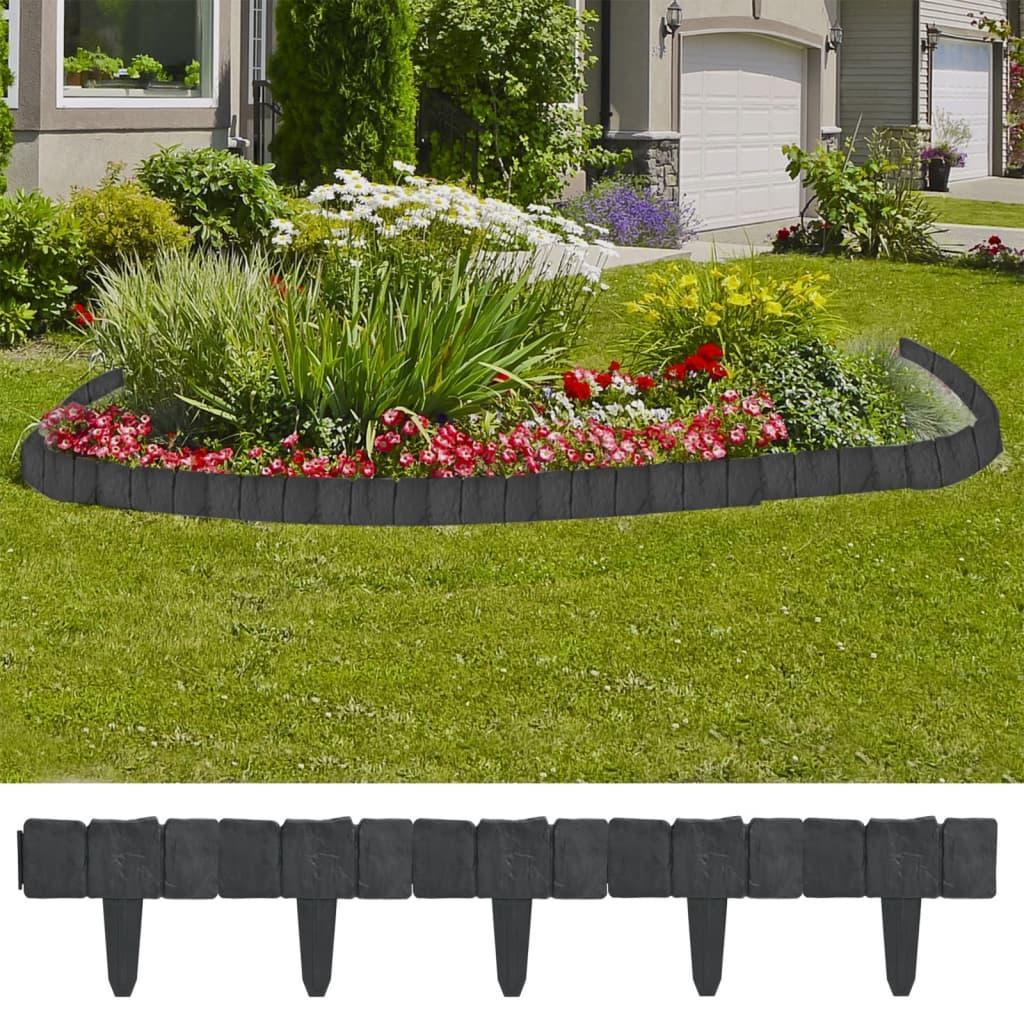 Plastic Garden / Lawn Fence Stone Look 41 Pcs 10 M - John Cootes