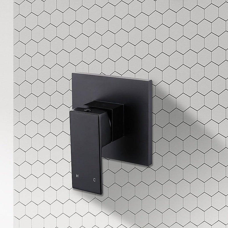 Polished Black Bathroom Shower Wall Mixer w/ WaterMark - John Cootes